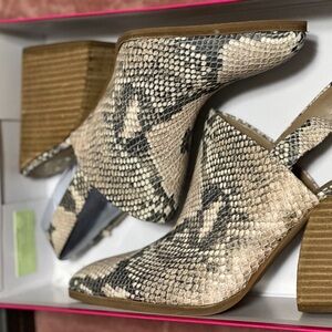 Snake Print Block Heel Mules